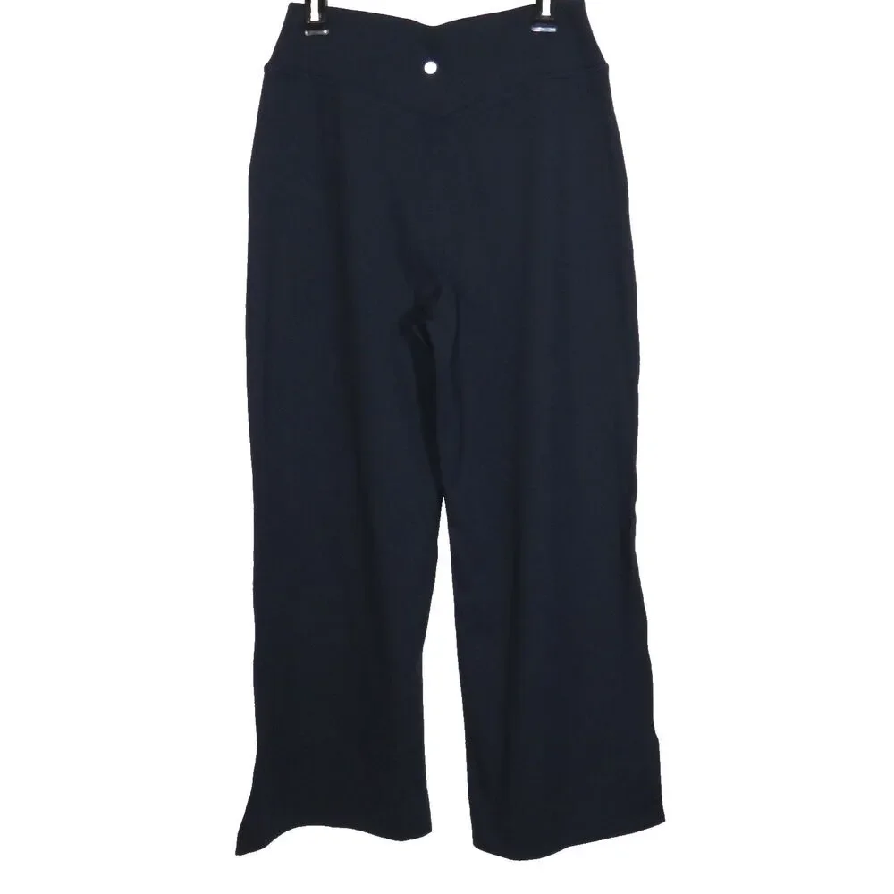 Halara Navy Crossover Wide Leg Split Ankle Active Yoga Pants Size Large - Picture 7 of 11
